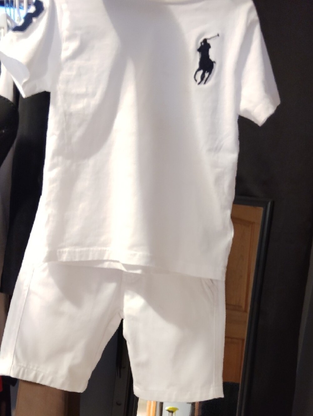 Polo by Ralph Lauren White Tee with Navy Polo Player & Nautica White Shorts 4T.